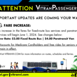 DPW ANNOUNCES VITRAN FARE CHANGES TO TAKE EFFECT IN JUNE